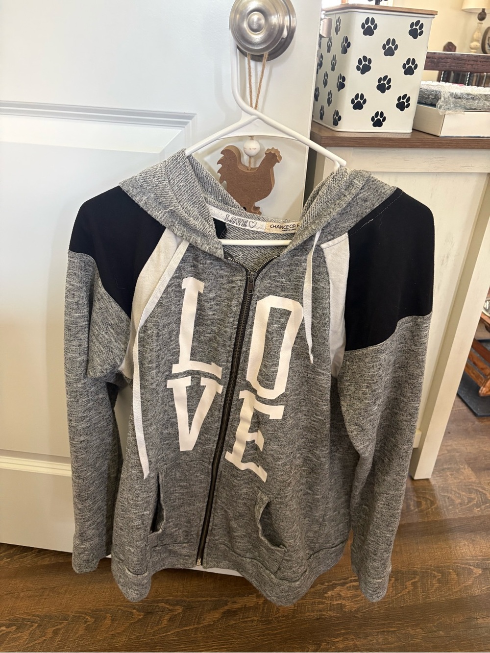 Chance or Fate Kids Gray and Black 'LOVE' Zip Hoodie